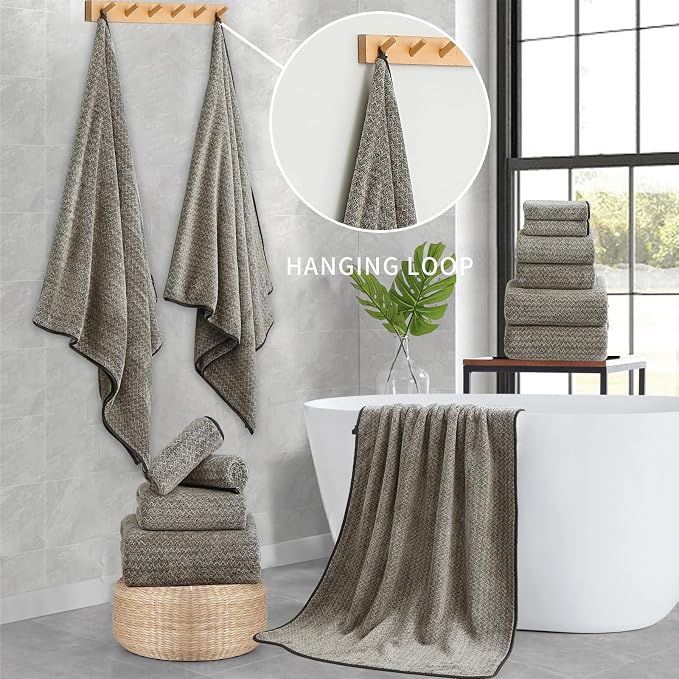 Ultra Soft Bath Towel Set, 12 Piece Family Bathroom Towels Set - Image 2