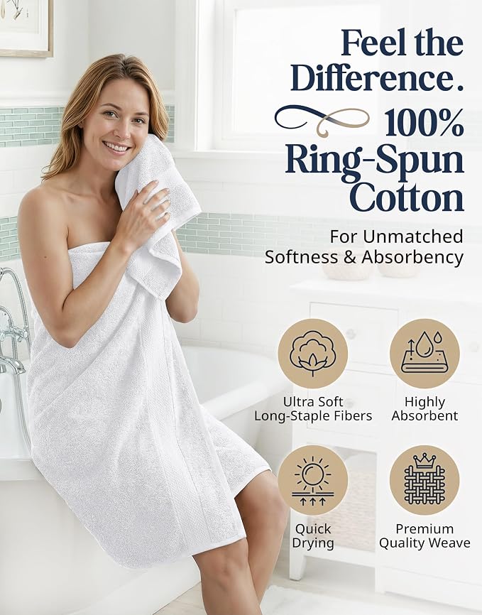 LANE LINEN 100% Cotton Bath Towel Set - Image 2