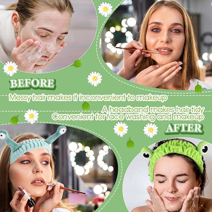 WLLHYF 3 Pack Spa Headband Face Wash Hairband Facial Makeup Head Wraps Cartoon - Image 4
