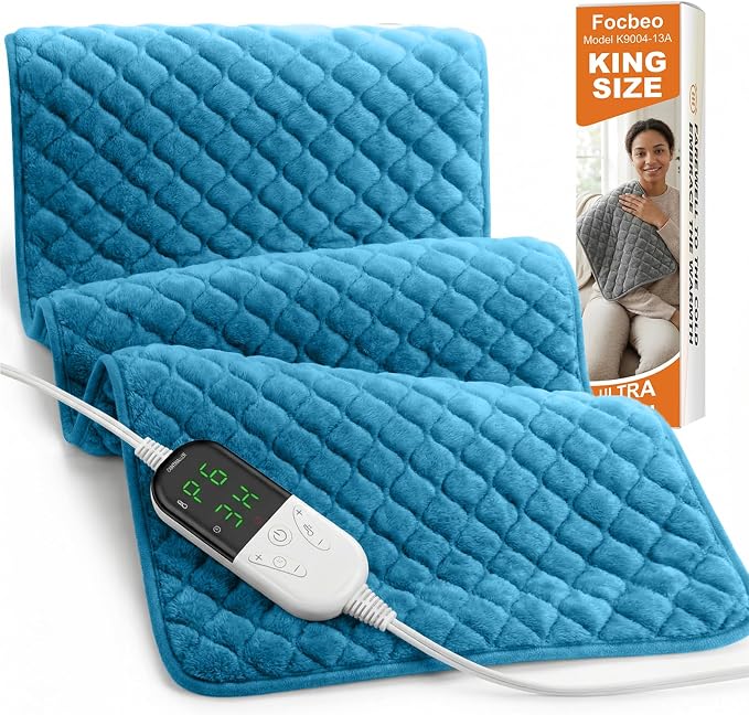 Extra Large Heating Pad for Back Pain 32"x24" King Size XL Electric Heating Pad by FocbeoHeatingPad