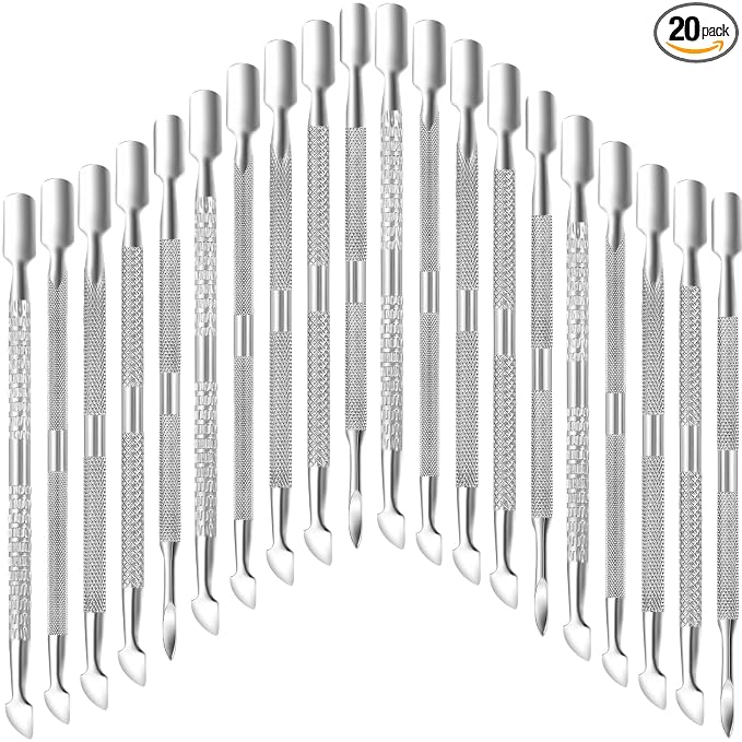 20 Pcs Cuticle Pusher Tools, Professional Dual Sided Stainless Steel Cuticle by Japior