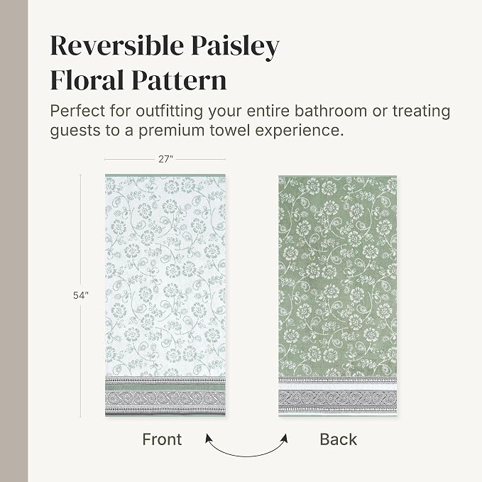 Modern Threads Floral Trail 6-Piece 100% Cotton Towel Set – Reversible Yarn - Image 6