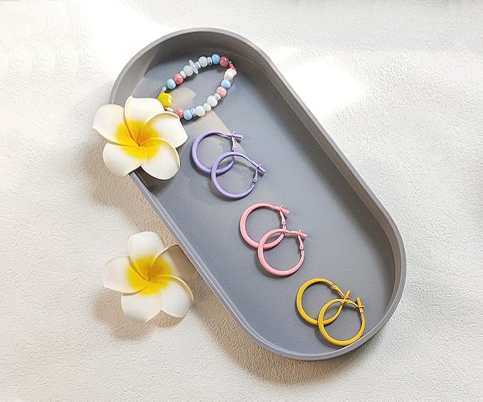 Gray Small Tray, Oval Tray for Kitchen Counter, Bathtub Bathroom Vanity Items - Image 5