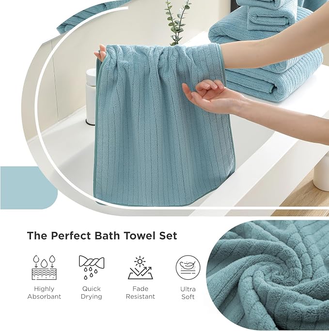 18 Piece Family Bath Towel Set Include 6 Bath Towels, 6 Hand Towels and 6 - Image 6