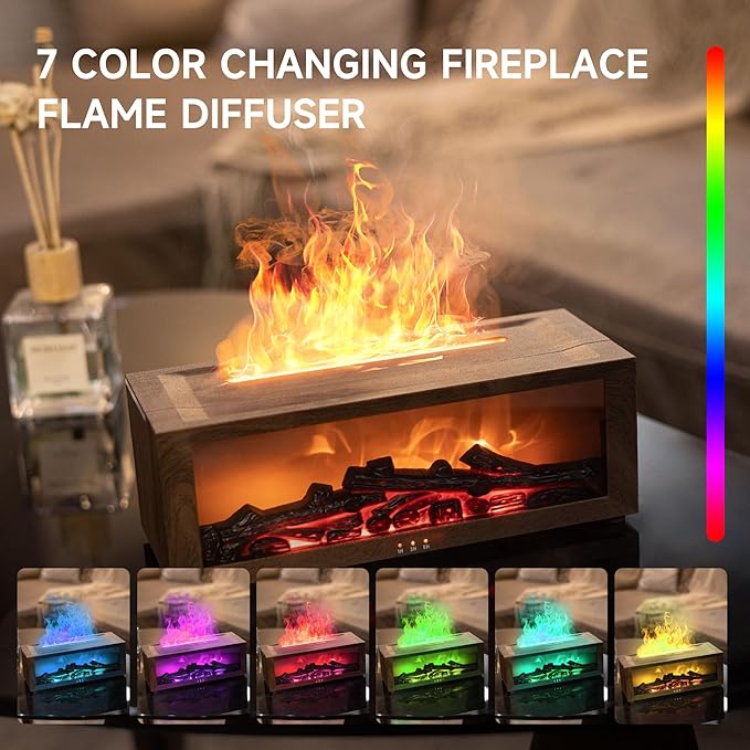TMEHM Fireplace Flame Air Diffuser Humidifier, 7 Colors Aromatherapy Essential - Image 5