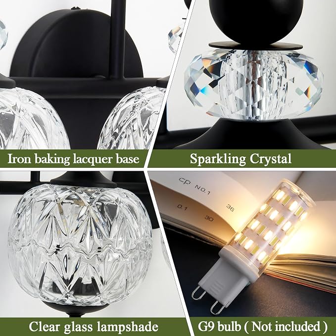 Piepooye Vintage Bathroom Light Fixtures Black Vanity Light - Image 3