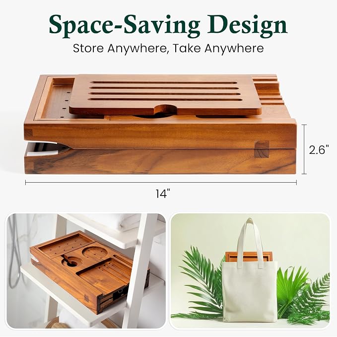 Teak Bathtub Tray, Bath Caddy - Image 5