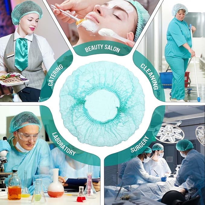 100 Pcs Disposable Nonwoven Bouffant Caps 21 Inch Hair Net Elastic Cap Hair - Image 6