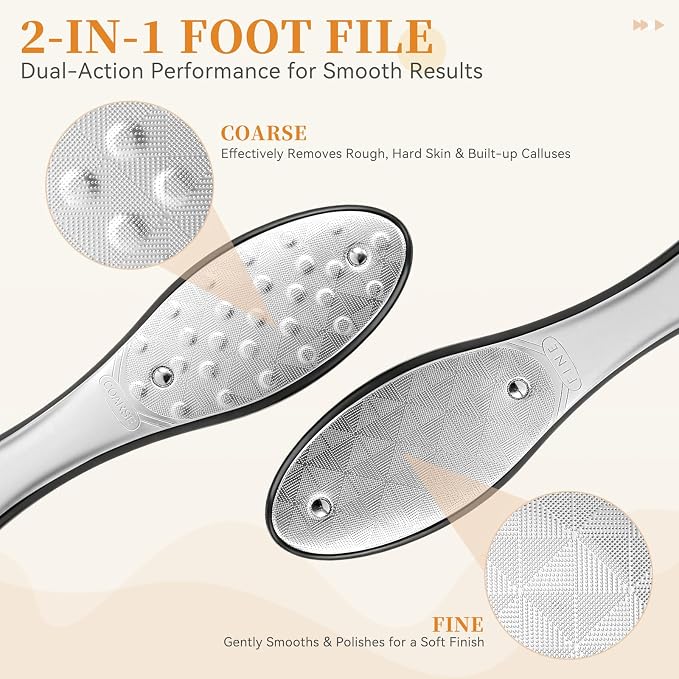 Foot Callus Remover for Feet, Metal Foot File Scraper, Stainless Steel Dual - Image 2