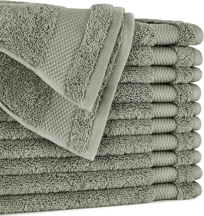 BIOWEAVES 100% Organic Cotton 700 GSM Plush Premium Washcloths 13" x 13" GOTS by BIOWEAVES
