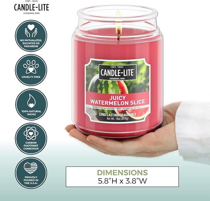 Candle-lite Scented Candles, Juicy Watermelon Slice, 18 oz Jar, Proudly Poured - Image 4