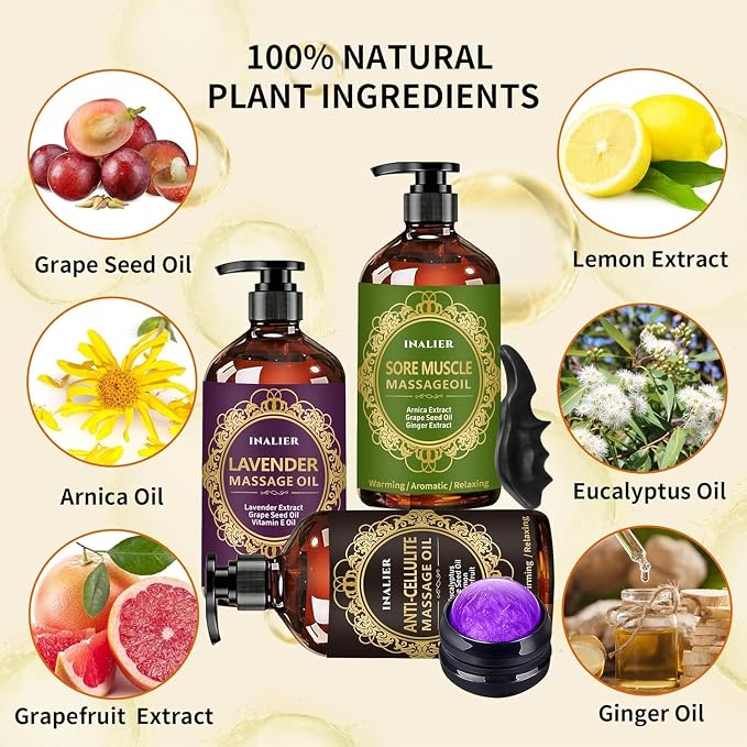 Mothers Day Gifts for Wife, Massage Oil for Massage Therapy, 3 Pack Cellulite - Image 3