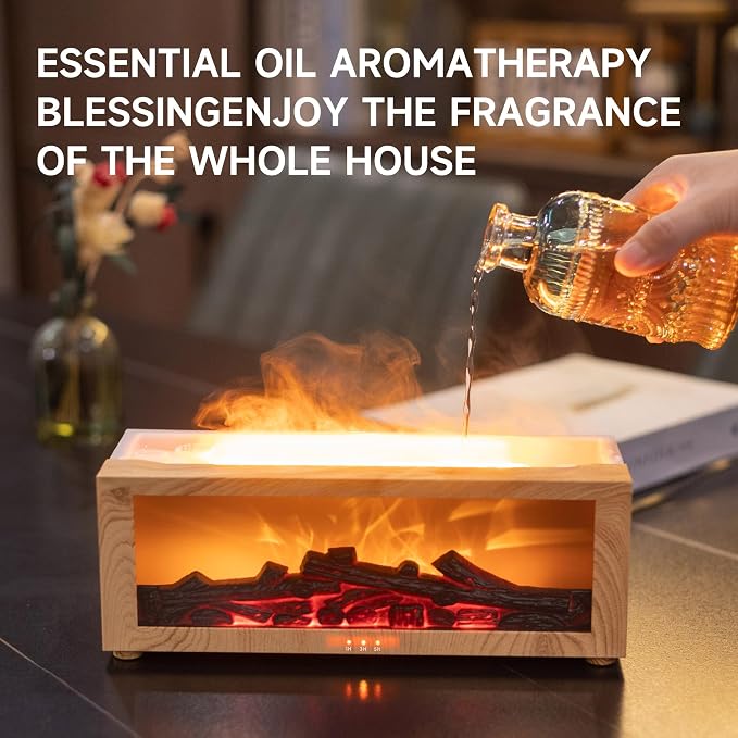 TMEHM Fireplace Flame Air Diffuser Humidifier, 7 Colors Aromatherapy Essential - Image 4