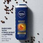 NIVEA MEN Boost Body Wash, Citrus Scent and Caffeine Enriched, 3-in-1 Men's - Image 3