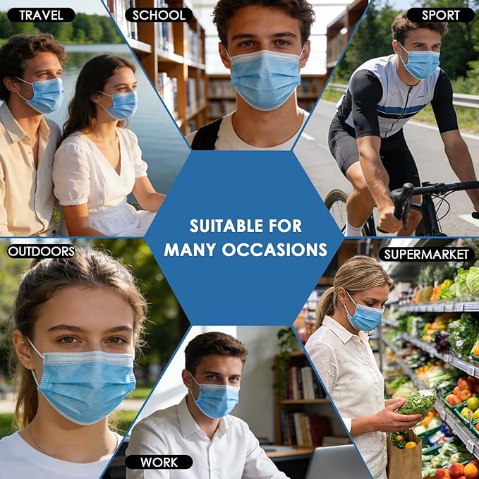 50pcs Individually Wrapped Masks, 3 Ply Breathable Face Mask - Image 6