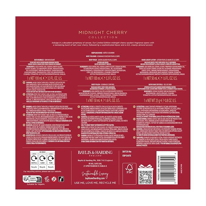 Baylis & Harding Midnight Cherry Luxury Pamper Present Gift Set - Image 7