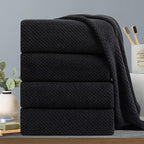 Black Bath Towels Set 35x70 Inches by Hailea