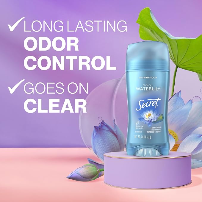 Secret Invisible Solid Antiperspirant and Deodorant, Waterlily Scent, 2.6 oz - Image 2