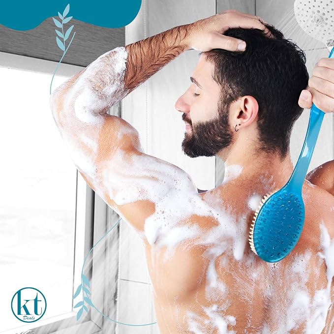 Bath Body Brush Long Handle Back Shower Brush Exfoliating Back, and Feet - Image 4