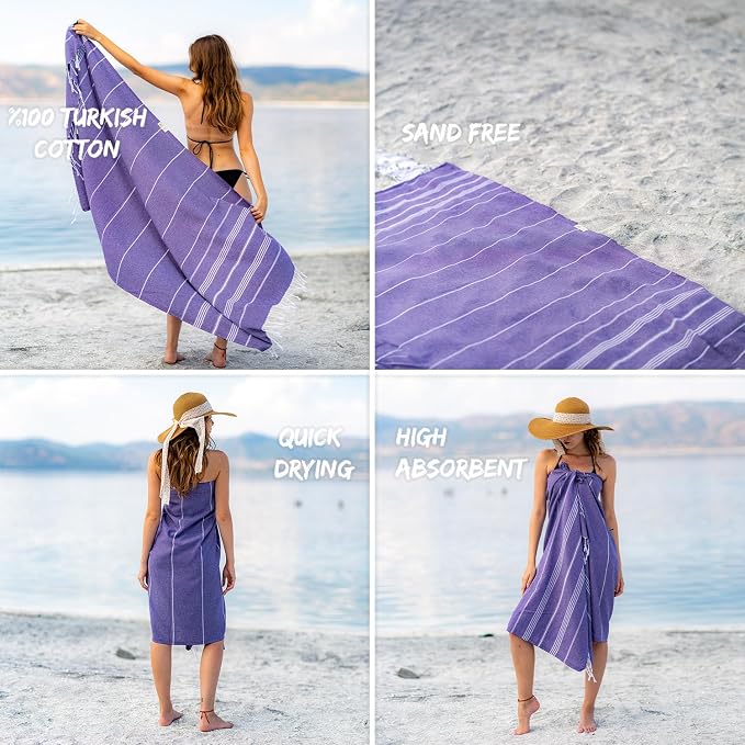 Ray Silver Turkish Beach Towel – 100% Cotton 40x71 Quick Dry Oversized Sand - Image 2