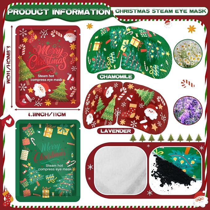 Bonuci 90 Pcs Christmas Steam Eye Masks Bulk - Image 2