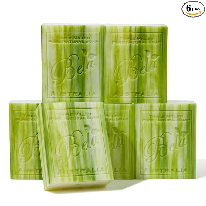 BELA Olive Oil and Cocoa Butter Soap, 3.3 OZ Pack of 6, Long Lasting French by BELAPURENATURALSOAPSANDODORELIMINATINGHOMEFRAGRANCES