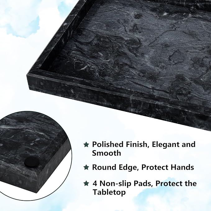 Real Natural Marble Tray for Bathroom, Kitchen and Desktop, Rectangle Genuine - Image 3