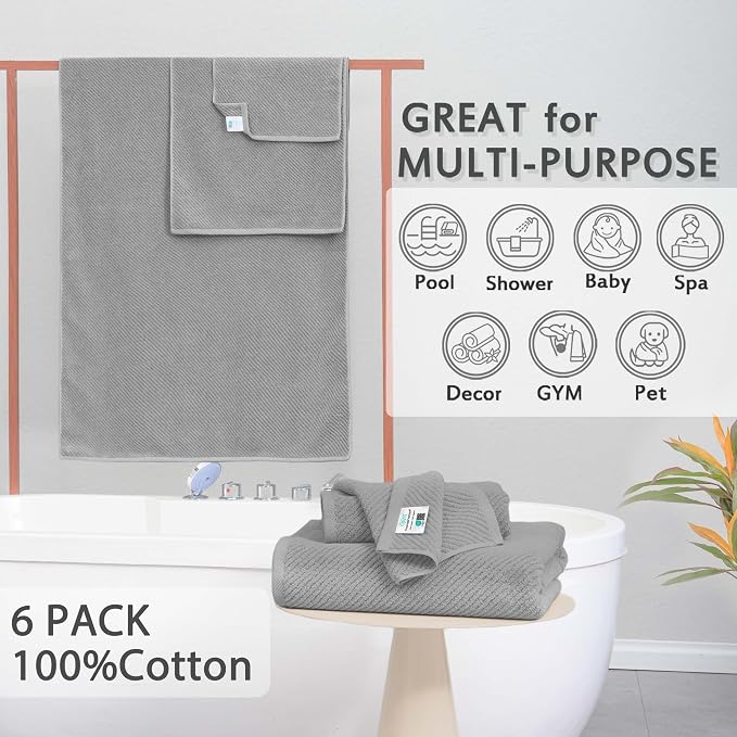 VOOVA & MOVAS Grey Bathroom Towel Sets - Image 3