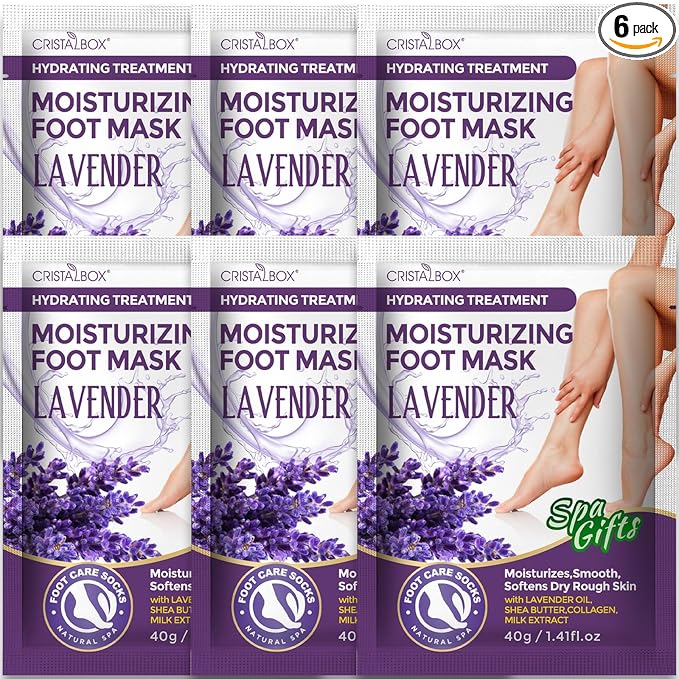 6 Pack Moisturizing Foot Mask, Hydrating Foot Masks by CRISTALBOX
