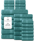 100% Cotton Bath Towel Set of 24-6 Bath Towels, 6 Hand Towels, 12 Wash Cloths by VillaCelestia