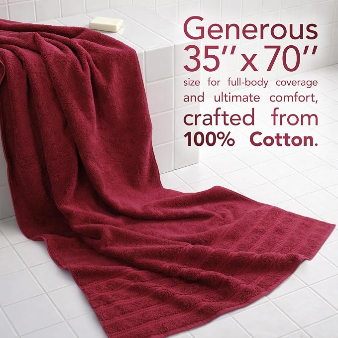 American Soft Linen 35x70 Jumbo Large Bath Towel, 600 GSM 100% Cotton Turkish - Image 2