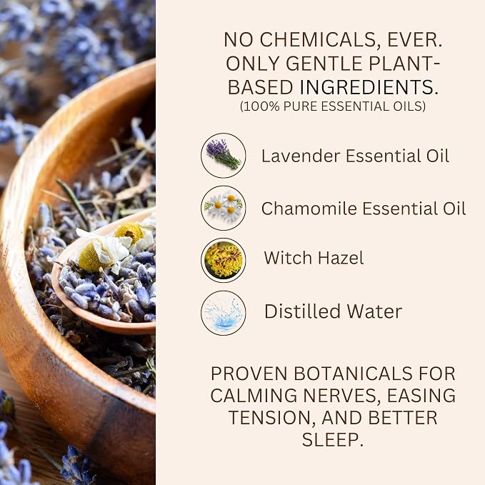Stress Relief Pillow Spray, Lavander & Chamomile 100% Natural 2.0 Oz. Spray - Image 2
