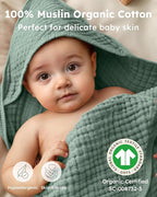 Yoofoss Hooded Baby Towels for Newborn 2 Pack 100% Muslin Organic Cotton Baby - Image 2
