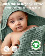 Yoofoss Hooded Baby Towels for Newborn 2 Pack 100% Muslin Organic Cotton Baby - Image 2