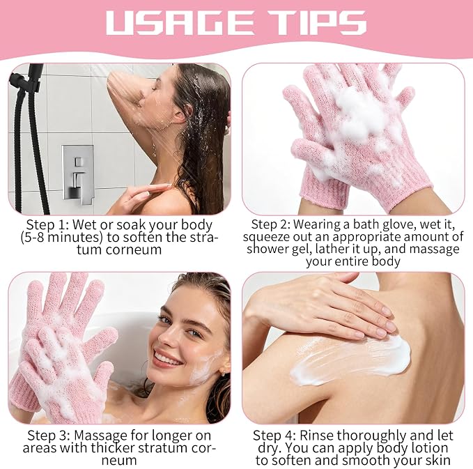 50 Pairs Exfoliating Gloves for Body Bulk, Double Sided Bath Scrub Gloves for - Image 4