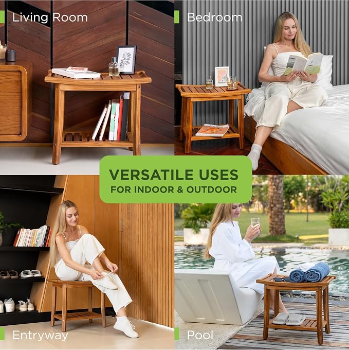 Premium 22" Teak Wood Shower Bench - Image 8