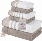 Modern Threads 6-Piece Towel Set – 100% Cotton, Quick Dry, Ultra Absorbent – by ModernThreads
