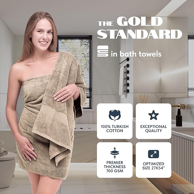 White Classic Luxury Bath Towels Set of 4 Large - Image 2