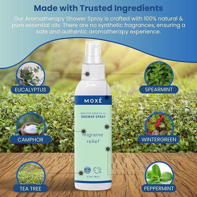 MOXE Migraine Relief Aromatherapy Shower Spray, Essential Oils - Image 6