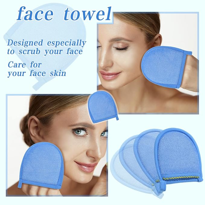 Frienda 4 Pcs Exfoliating Gloves Facial Scrub Mitts Exfoliator Scrubber - Image 3