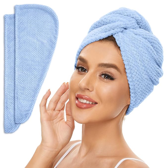 SimpleField 2 Pack Microfiber Hair Towel Wrap by SimpleField