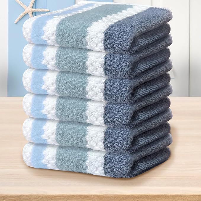 Waffle Washcloths for Bathroom, Wash Cloths 6 Pack 13"x13" by VOOVAMOVAS
