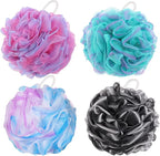 BTYMS 4 Pieces Loofah Bath Sponge 75g/pc Bath Puffs Shower Scrunchies Large by BTYMS