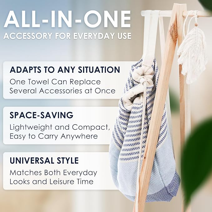 ATANI Turkish Beach Towel, Converts to a Bag, Oversized 100% Cotton Bath Towels - Image 7