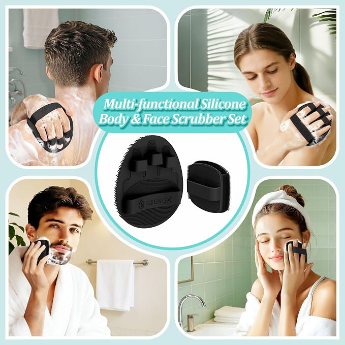 Silicone Body & Face Scrubber Set, 360° Anti-Slip & Hand-fit Silicone Shower - Image 7