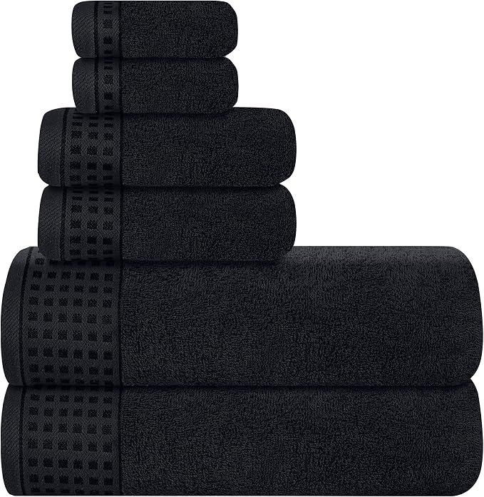 GLAMBURG 100% Cotton Ultra Soft 6 Pack Towel Set, Contains 2 Bath Towels 28x55 by GLAMBURG