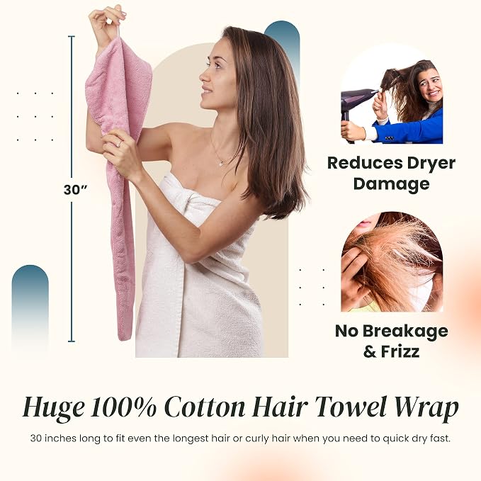 Extra Large Waffle Cotton Hair Towel Wrap - Image 4