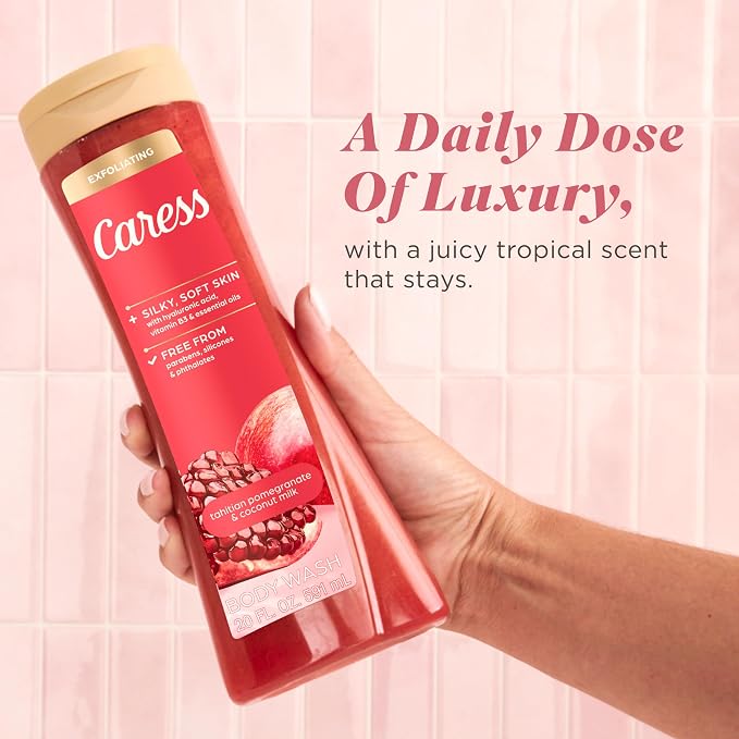 Caress Tahitian Pomegranate & Coconut Milk Exfoliating Scrub Body Wash - Image 6