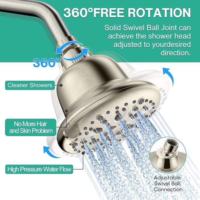 Cobbe Filtered Shower Head, 7 Modes High Pressure Shower Heads - Image 6