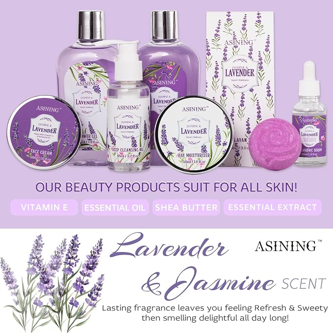19-Pc Luxury Body Gift Set for Women, Lavender Bath and Body Gift Basket - Image 4
